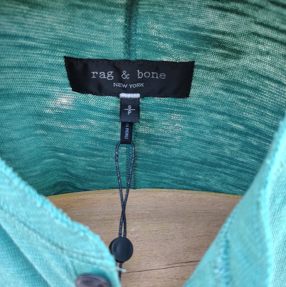 Rag And Bone Short Sleeve Green Henley - Picture 5 of 5